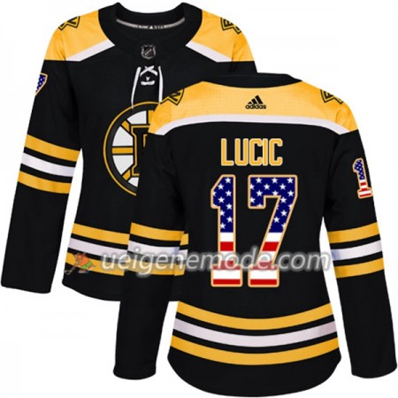 Dame Eishockey Boston Bruins Trikot Milan Lucic 17 Adidas 2017-2018 Schwarz USA Flag Fashion Authentic